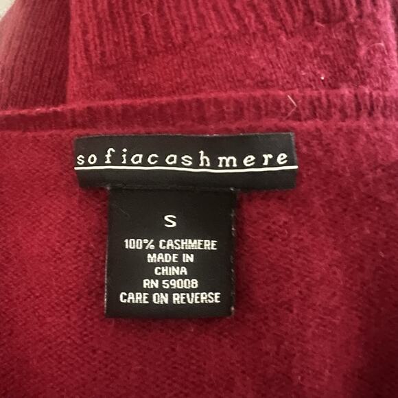 Sofia 100% Cashmere Sweater Burgundy Wine Long Sleeve Size Small Scoop Neck - Picture 9 of 9